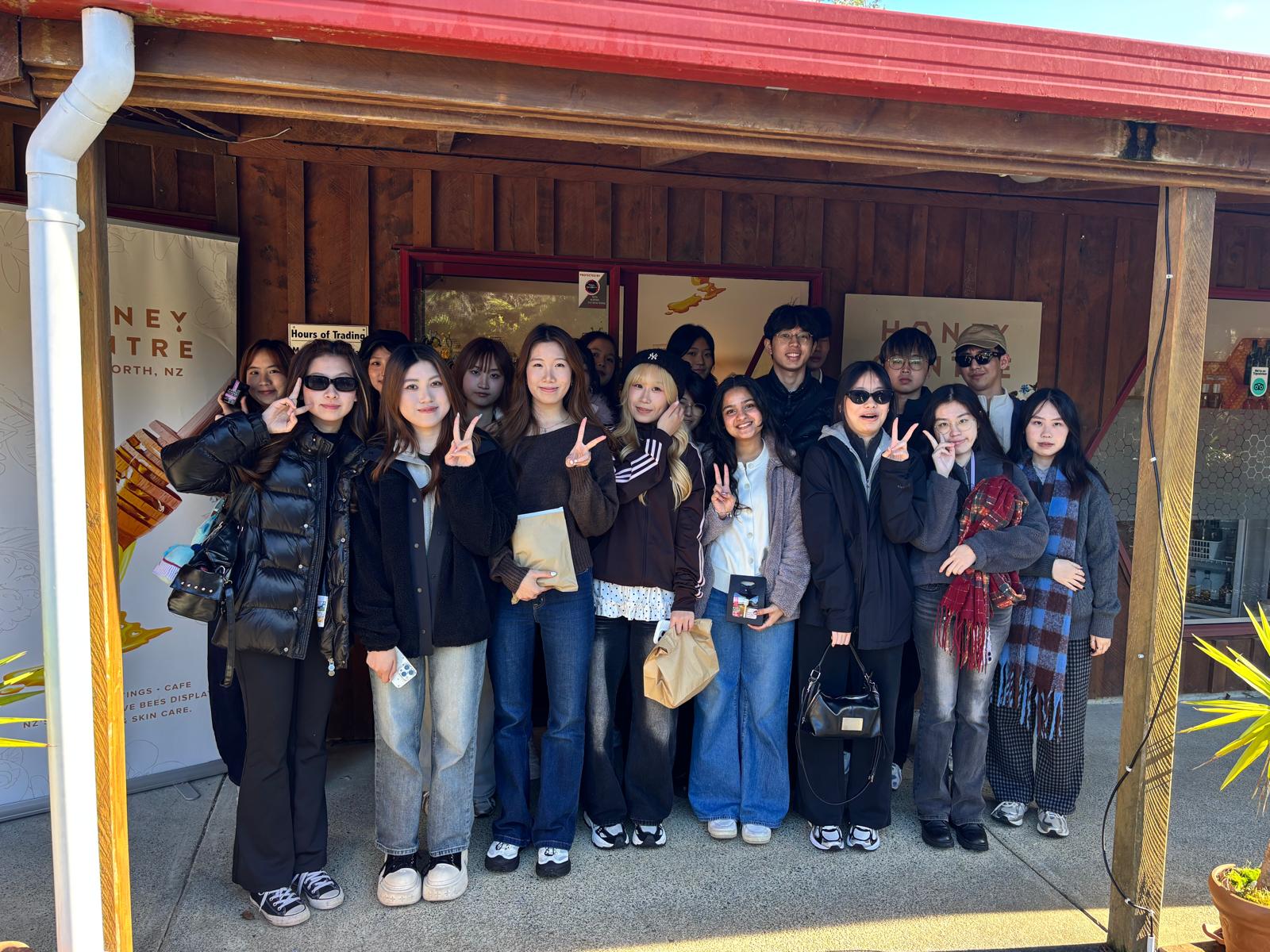 Bloom of Youth cohort visiting the Honey Centre in New Zealand during a weekend activity