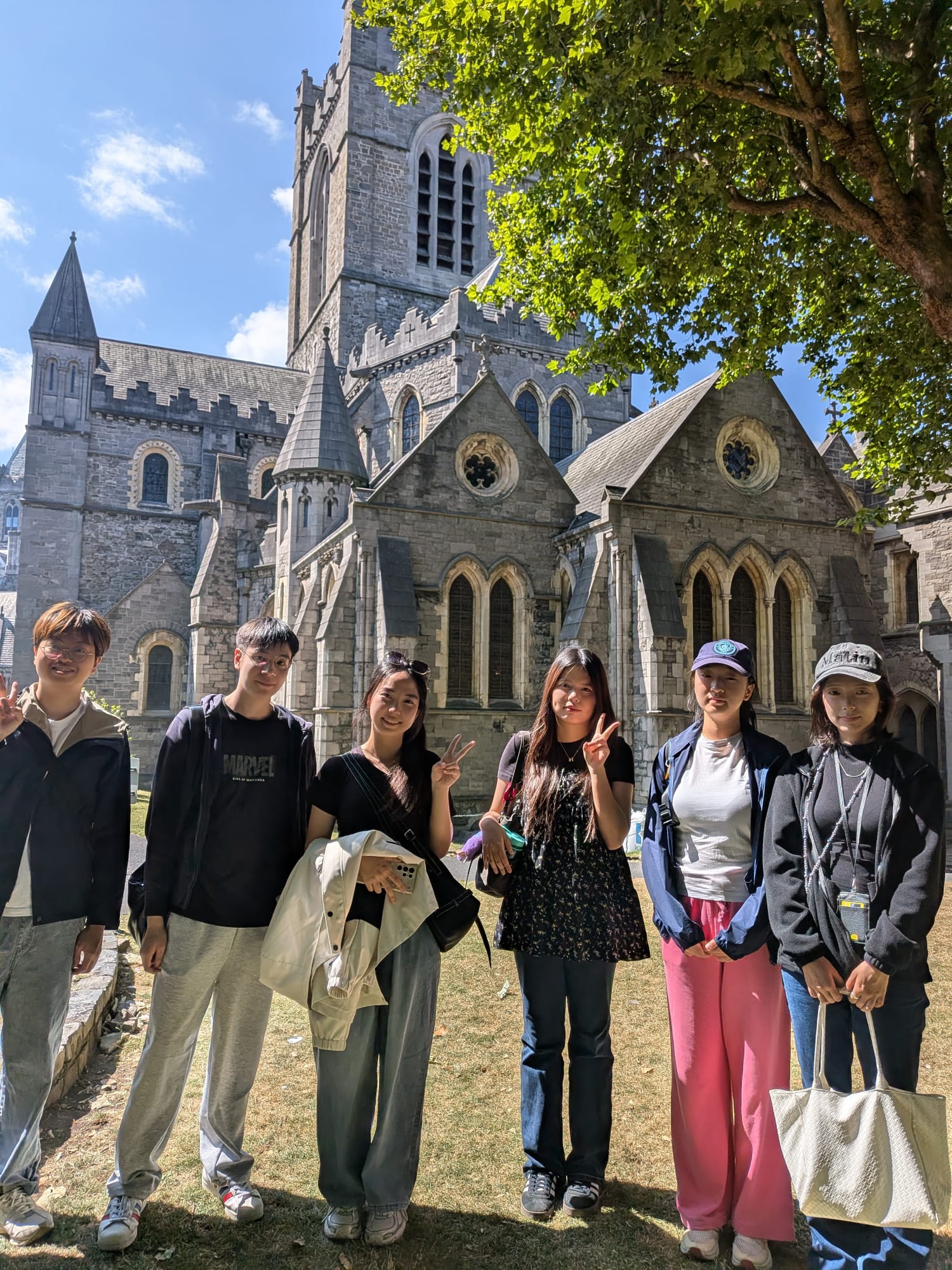 Bloom of Youth interns on a city tour outside Christ Church Cathedral in Dublin, Ireland