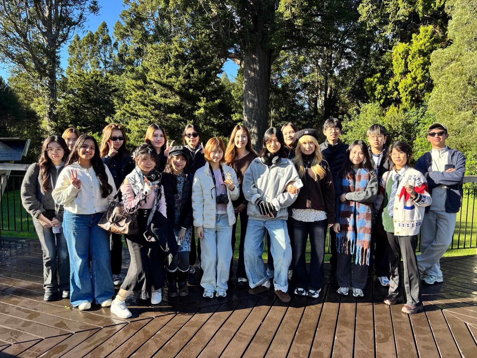 Bloom of Youth interns together on a forest walk in New Zealand