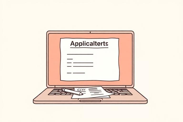 Illustration of an online internship application form on a laptop