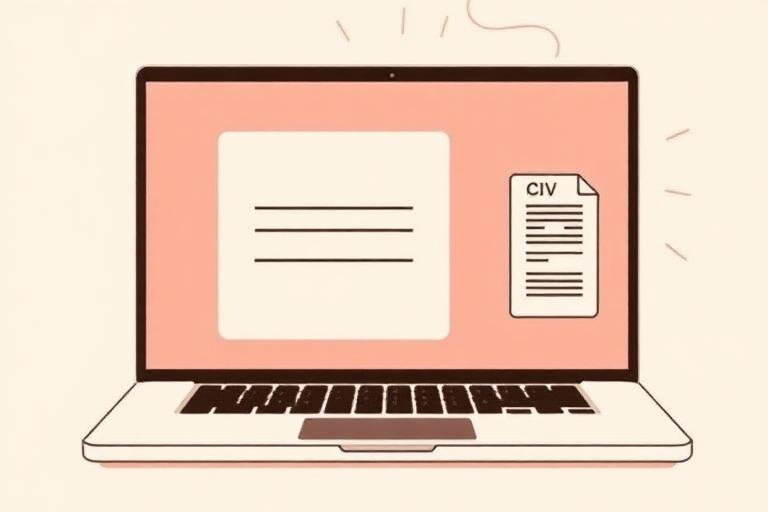 Laptop showing a short online application form with a CV upload