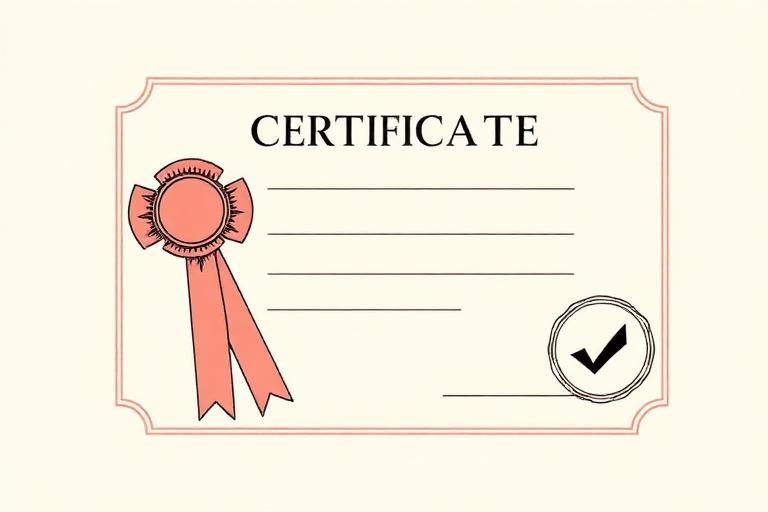 Certificate of completion with a ribbon seal
